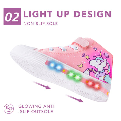 Light Up High Top Canvas Kids Sneakers - FUNCOO