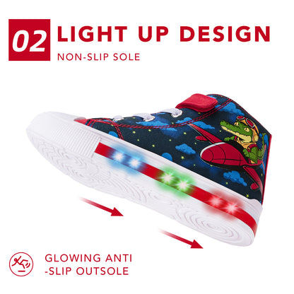 Boys Saffron Flying Crocodile Lightweight High Top  Kids Sneakers - FUNCOO