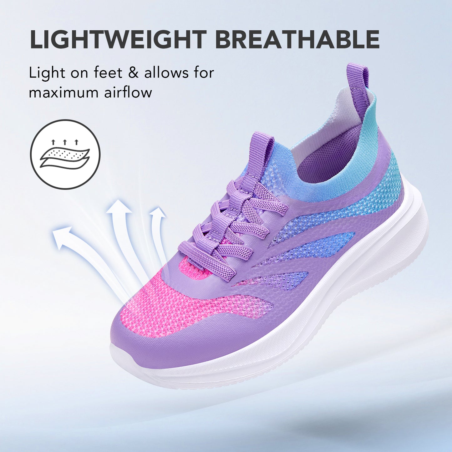 boys girls shoes unisex kids slip on school sneakers pink-purple-blue gradient