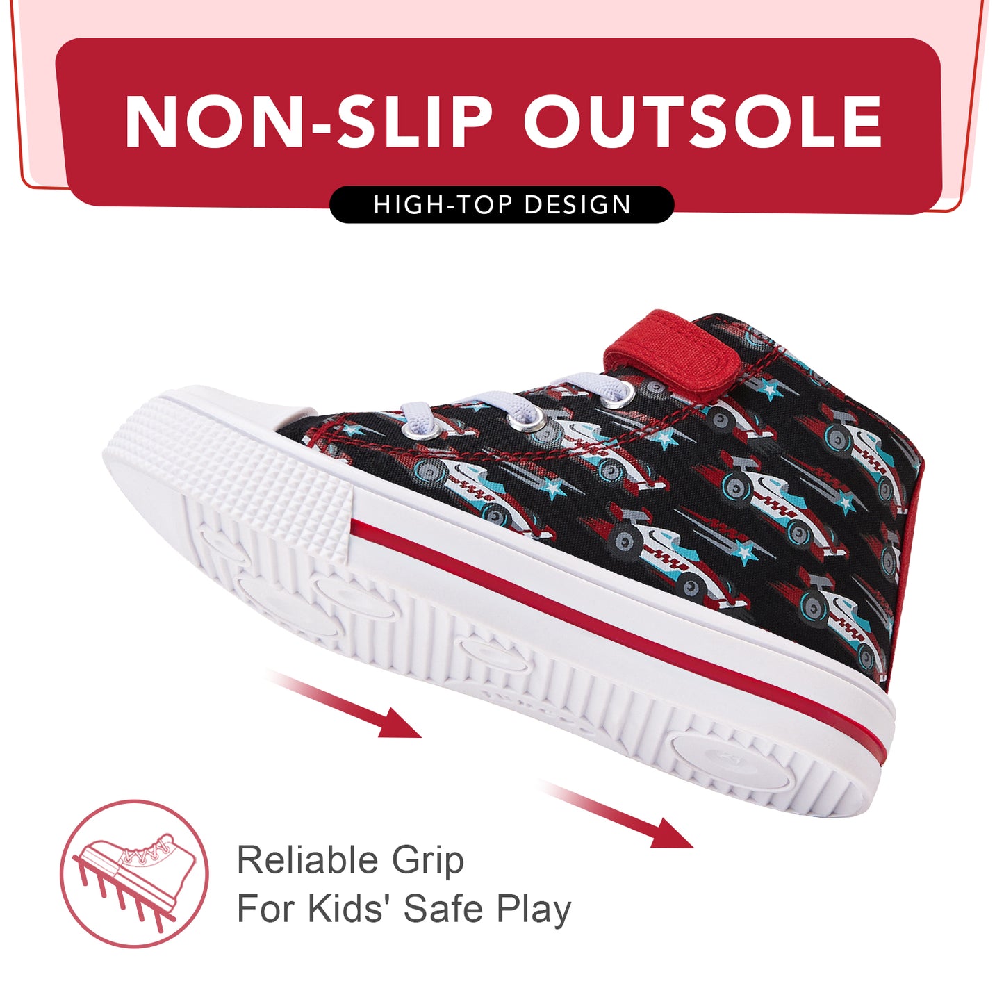 high top kids red blue star racing sneakers