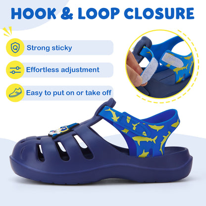 Kids Blue Diving Shark Roman Sandals - Ocean Shark Gladiator Beach Shoes - FUNCOO