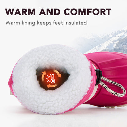 Toddler Boy Pink and white color-blocking Winter Snow Boots