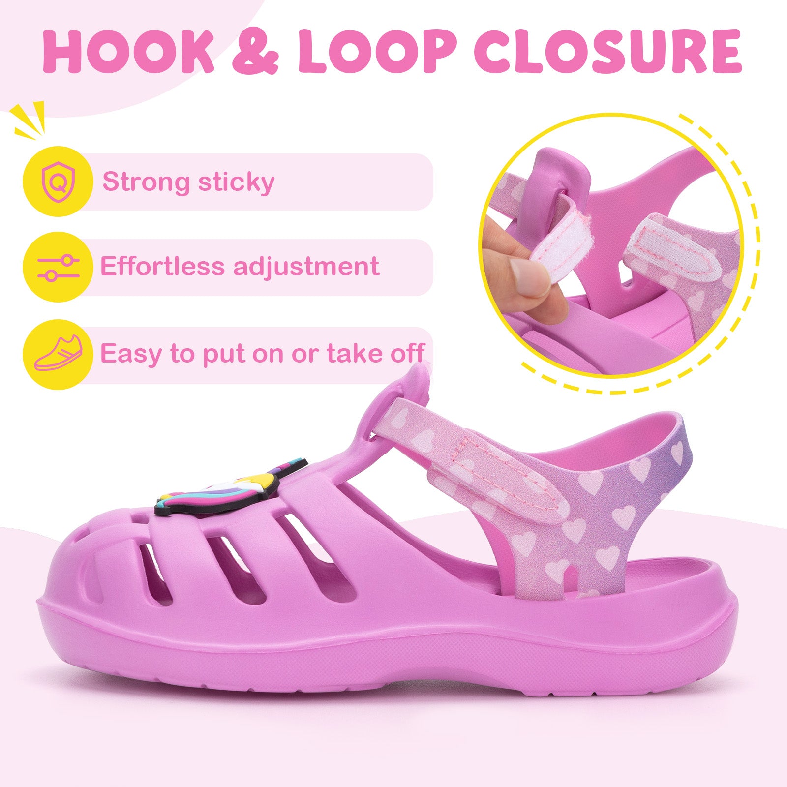 Kids Pink Smiling Unicorn Roman Sandals - Happy Face Gladiator Beach Shoes - FUNCOO