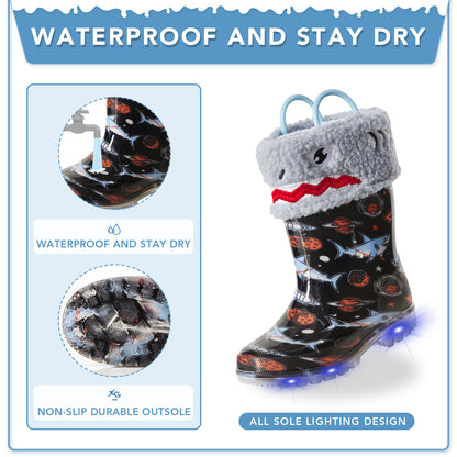 Light Up Warm Kids Rain Boots - FUNCOO