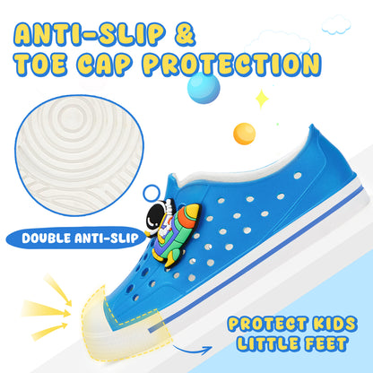 Kids Astronaut Summer Sandals - Solid Blue Space Explorer Beach Shoes - FUNCOO