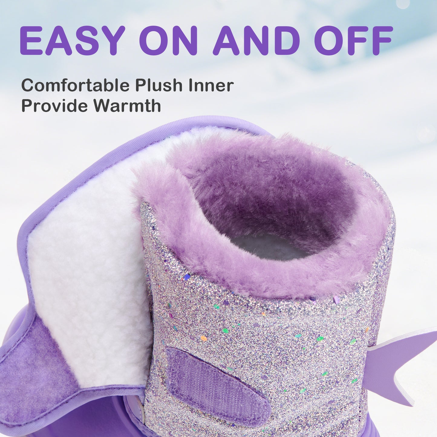 toddler boy purple narwhal winter snow boots