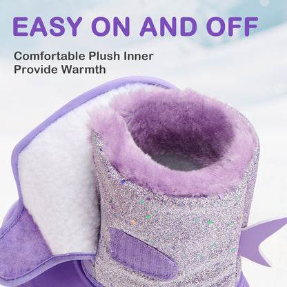 Toddler Boy Purple Narwhal Winter Snow Boots