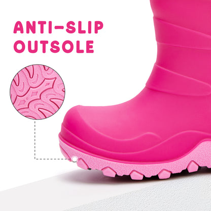 Kids Hot Pink Winter Insulated Rain Boots