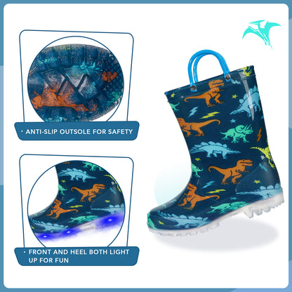 Light Up Boys Rain Boots with Handles