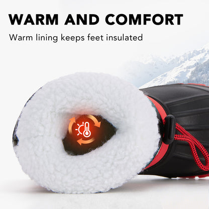 Toddler Boy Black and red color blocking Winter Snow Boots