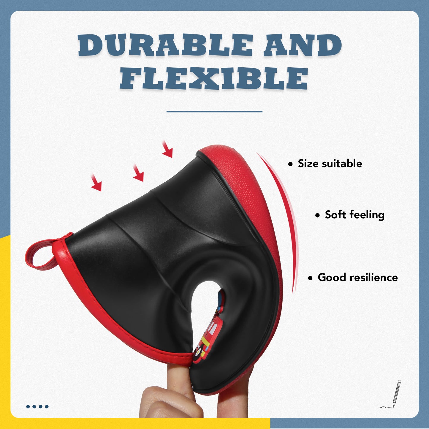 kids-toddler black car cartoon kids rain boots