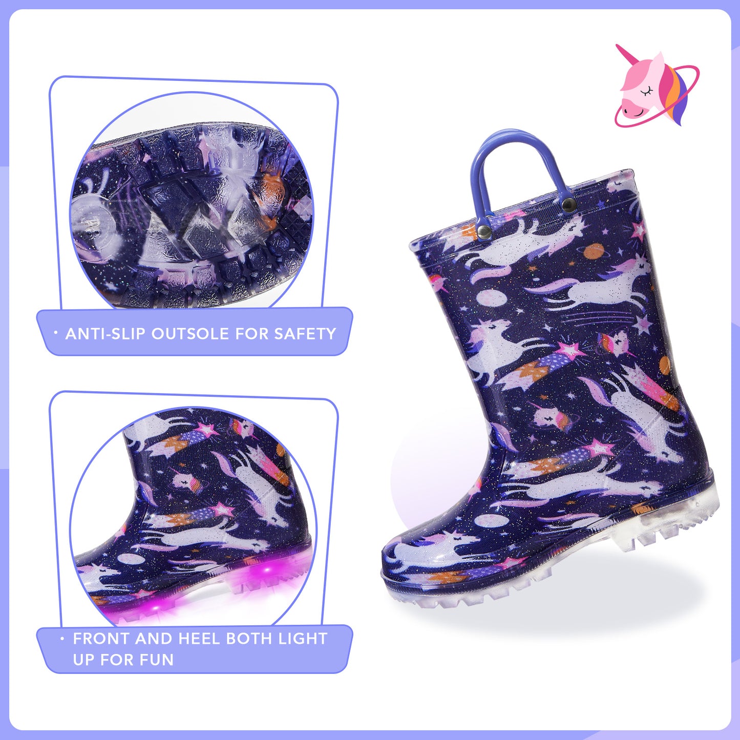 light up fashion rain boots with handles