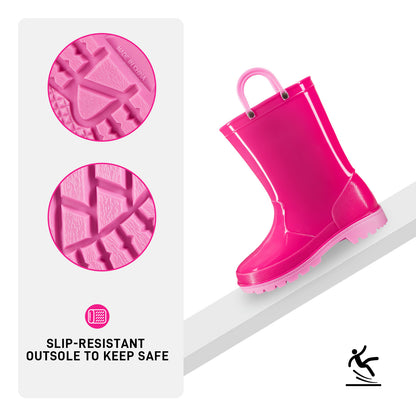 EUXTERPA Hot pink Toddler Kids Contrast Rain Boots