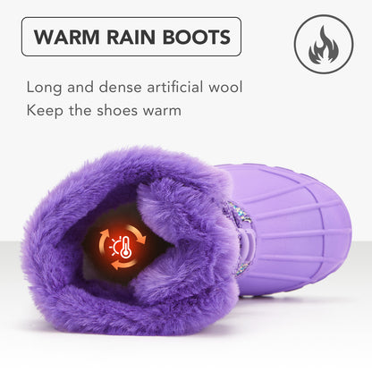 Toddler Girls Deep Purple Glitter Winter Snow Boots