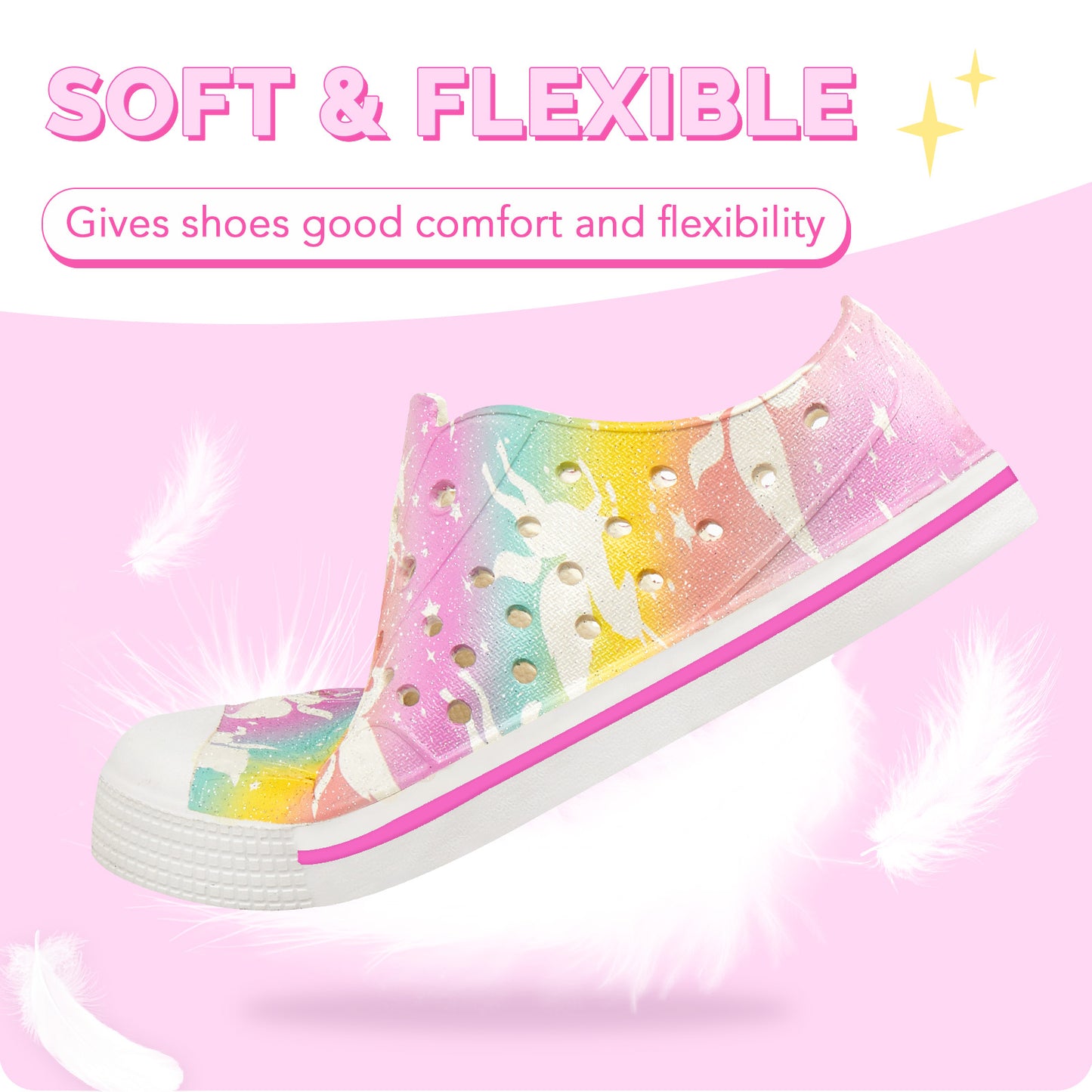kids rainbow pegasus unicorn summer sandals - magical beach shoes - funcoo