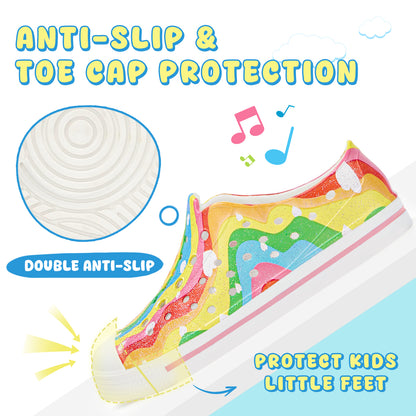 Kids Rainbow Wave Stripe Summer Sandals - Colorful Wavy Beach Shoes - FUNCOO