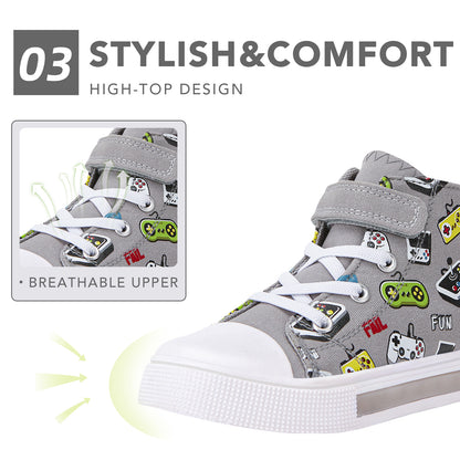 Boys Lightweight High Top Kids Canvas Shoes - FUNCOO