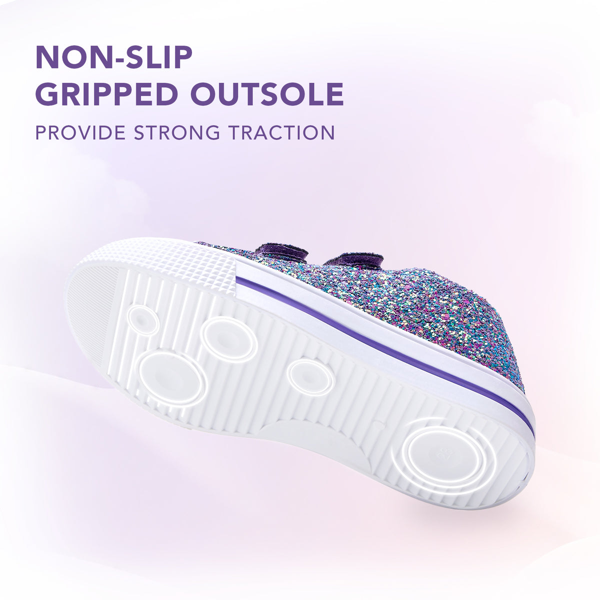 euxterpa dual straps boys girls sneakers purple glitter