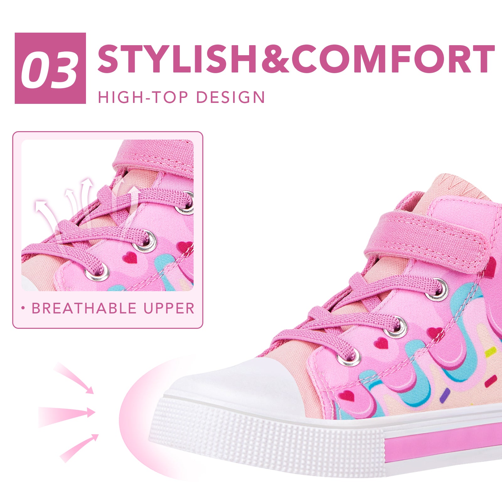 Light Up High Top Canvas Kids Sneakers - FUNCOO