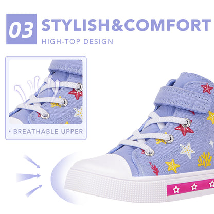 Girls Light Up High Top Canvas Sneakers - FUNCOO