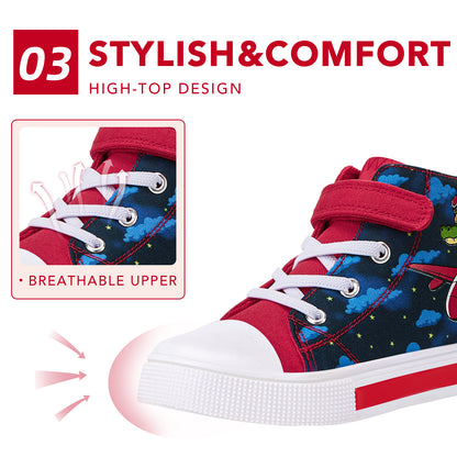 Boys Saffron Flying Crocodile Lightweight High Top  Kids Sneakers - FUNCOO