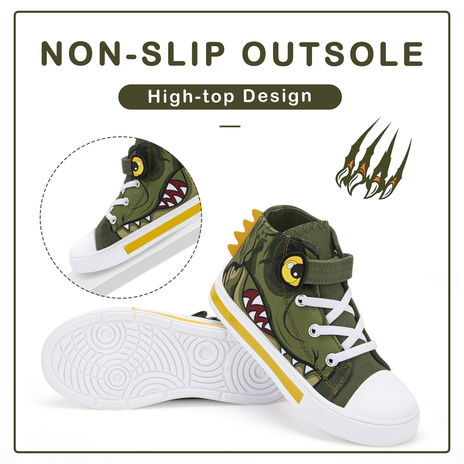 EUXTERPA Boys Light Up High Top Canvas Sneakers - FUNCOO