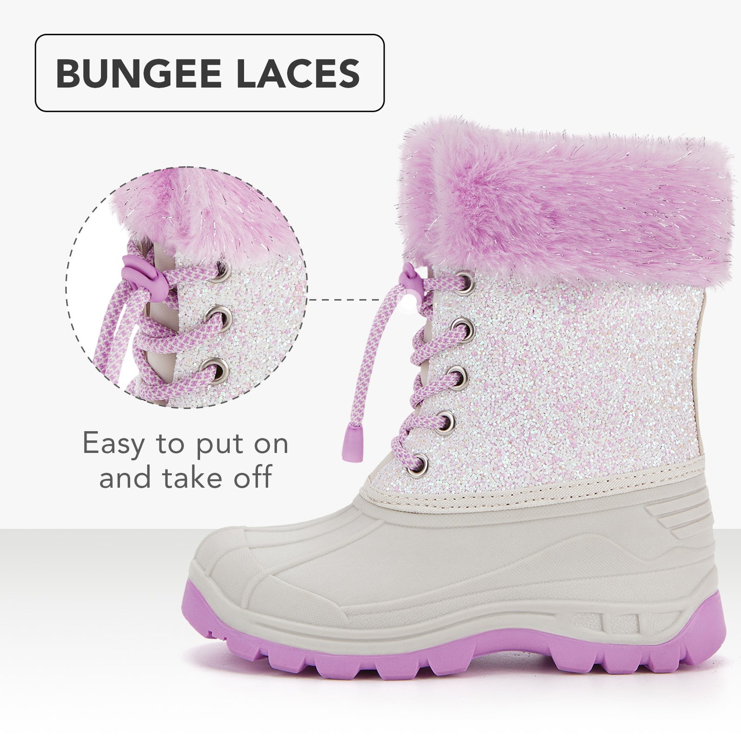 toddler girls white glitter winter snow boots