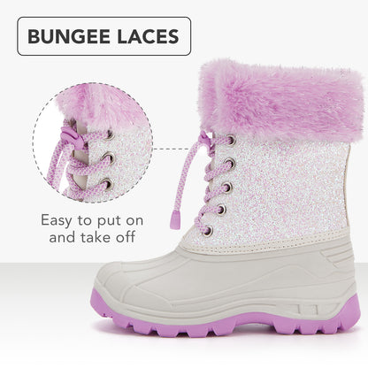 Toddler Girls White Glitter Winter Snow Boots