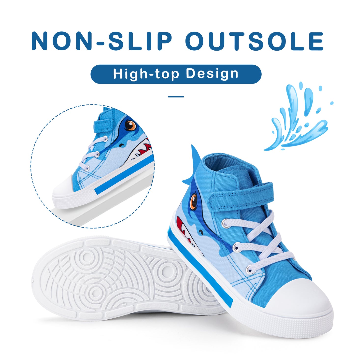 boys light up high top canvas sneakers - funcoo