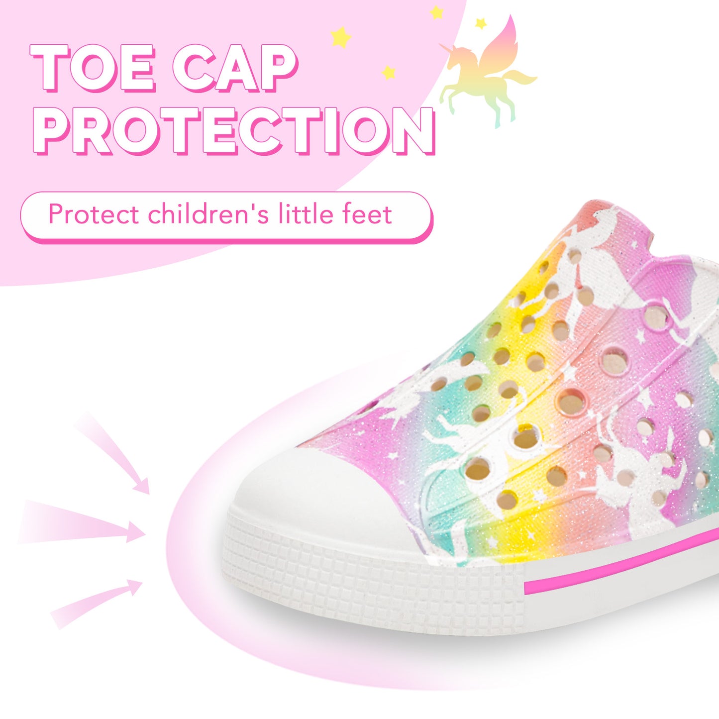 kids rainbow pegasus unicorn summer sandals - magical beach shoes - funcoo