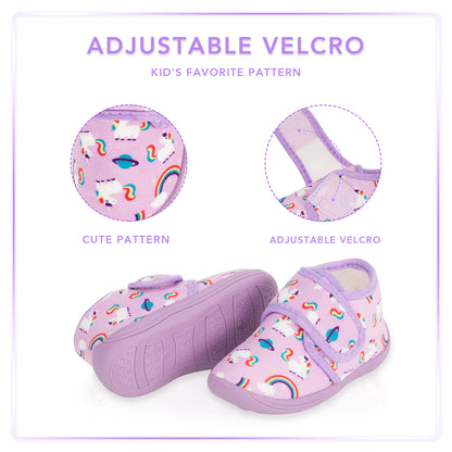 Purple Unicorn Winter Toddler House Slippers with Warm Lining