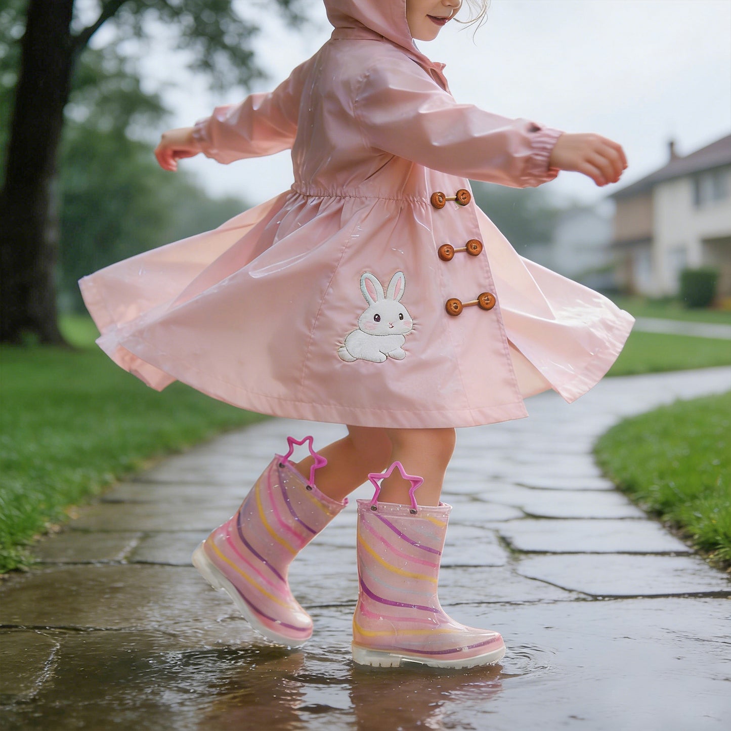 light up fashion kids rain boots with handles - funcoo