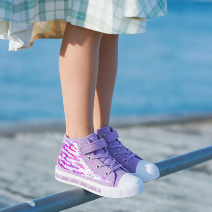 Girls Light Up High Top Canvas Sneakers - FUNCOO