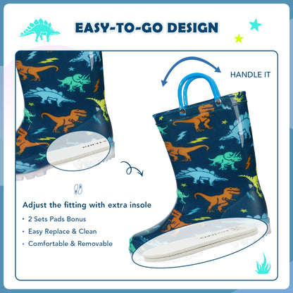 Light Up Boys Rain Boots with Handles