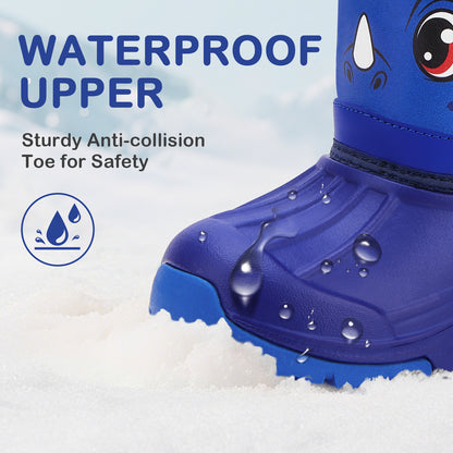 Toddler Boy Saffron-colored two-horned dinosaur Winter Snow Boots