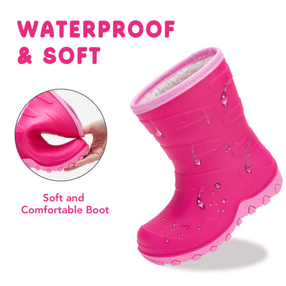 Kids Hot Pink Winter Insulated Rain Boots