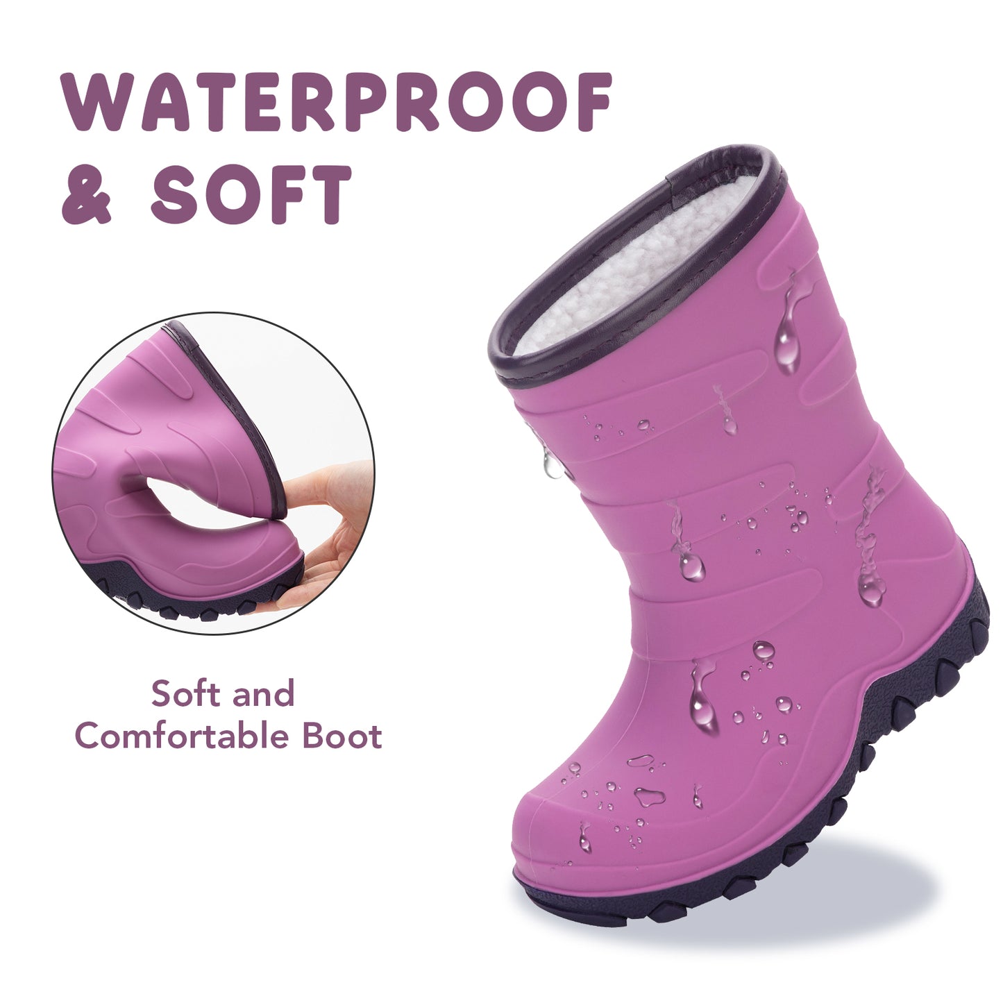 toddler kids purple winter rain boots