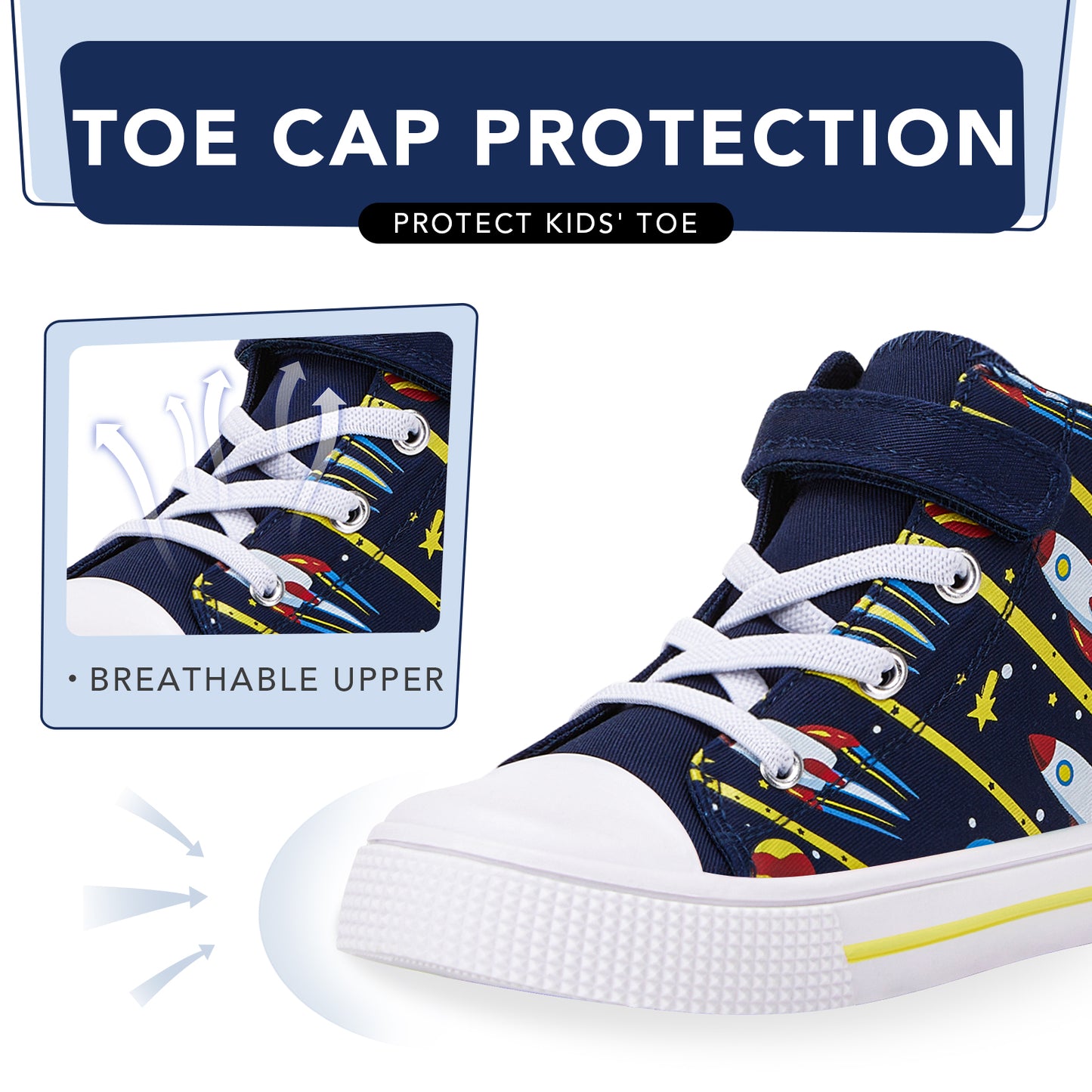 high top kids yellow bar rocket sneakers