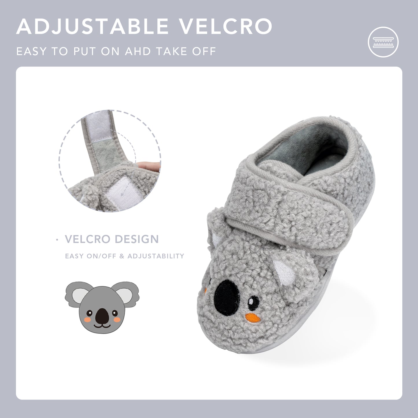 Grey Koala House Slippers Kids Warm Indoor/Outdoor Slippers