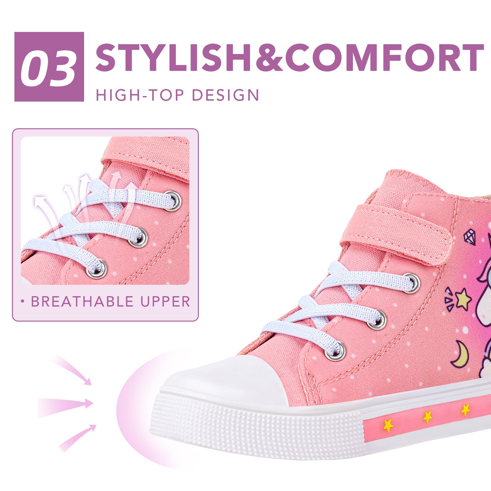 Light Up High Top Canvas Kids Sneakers - FUNCOO