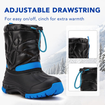 Toddler Boy Black and blue color blocking Winter Snow Boots