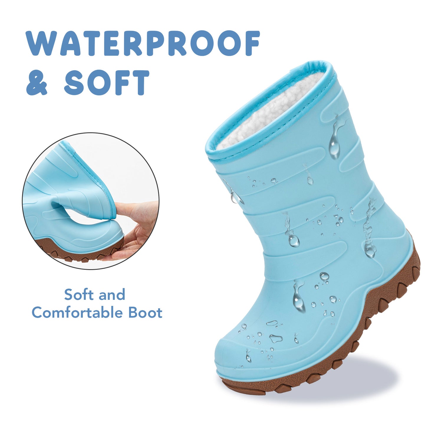 toddler kids light blue winter rain boots