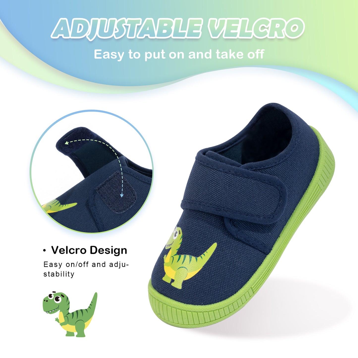 Green Dinosaure House Slippers for Kids/Toddlers Comfy Non-Slip Indoor Shoes