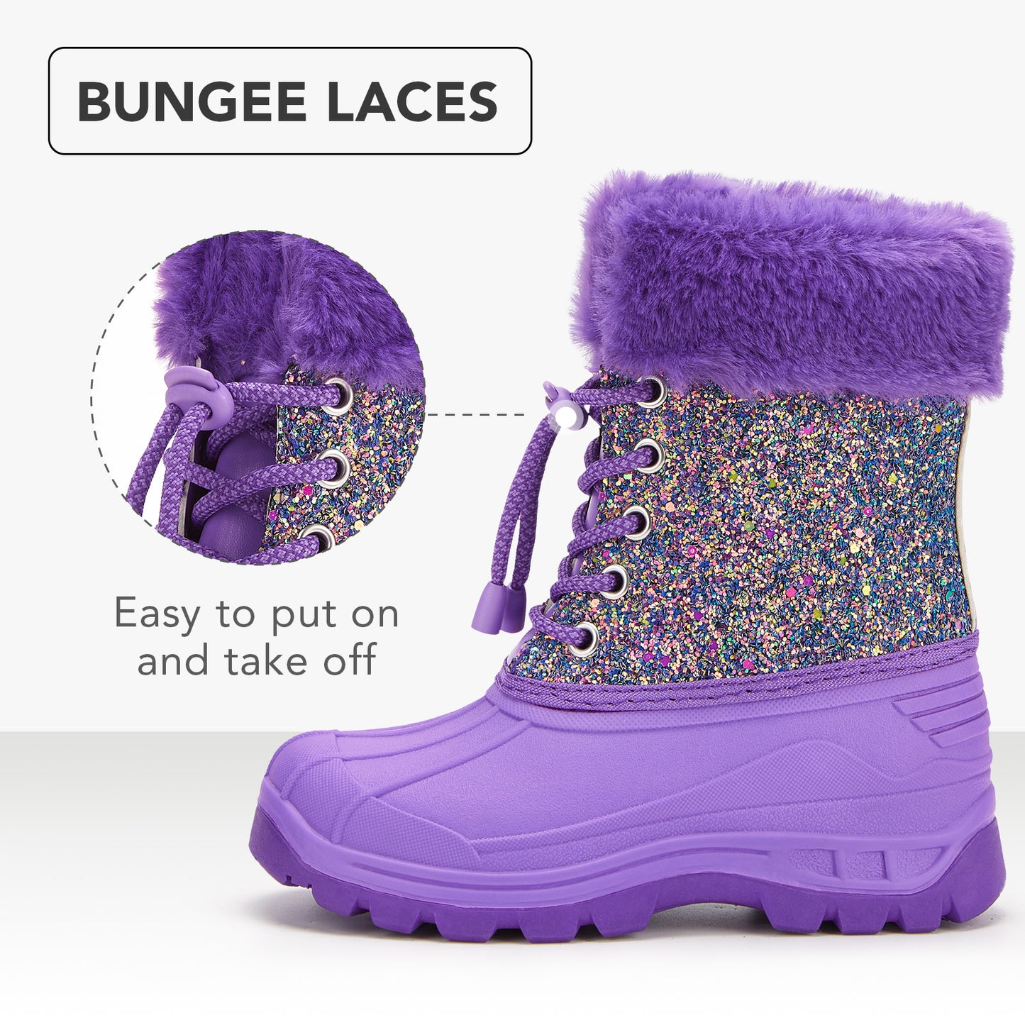 toddler girls deep purple glitter winter snow boots