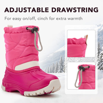 Toddler Boy Pink and white color-blocking Winter Snow Boots