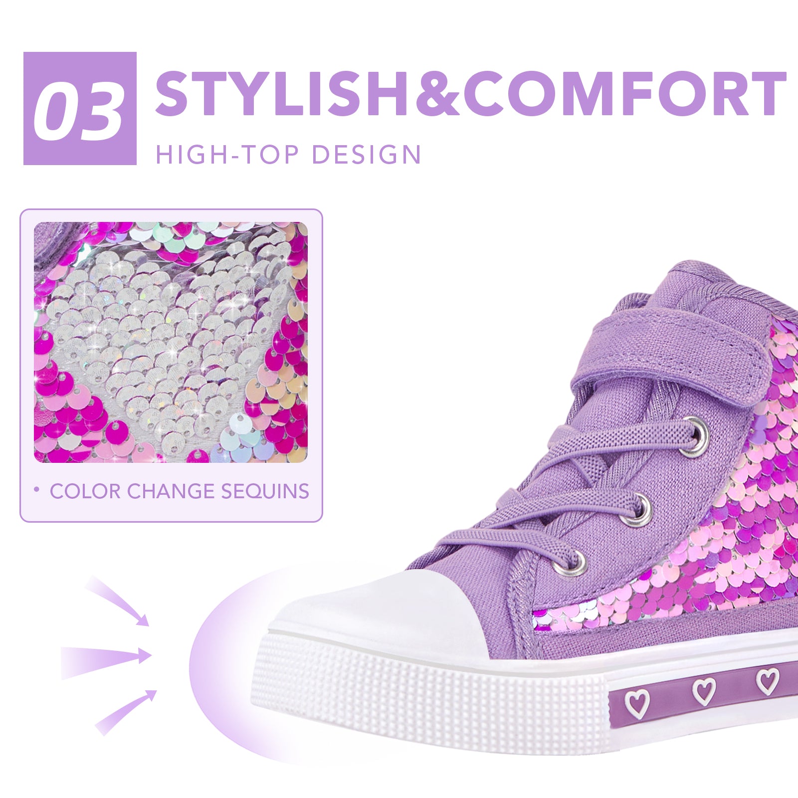 Girls Light Up High Top Canvas Sneakers - FUNCOO