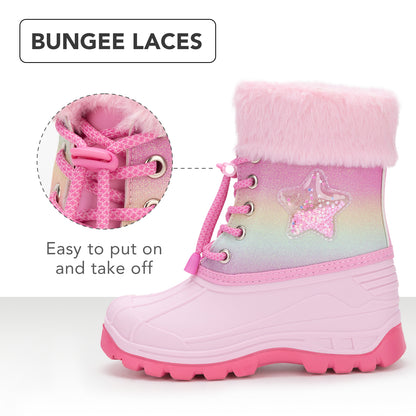 Toddler Girls Pink Star Winter Snow Boots