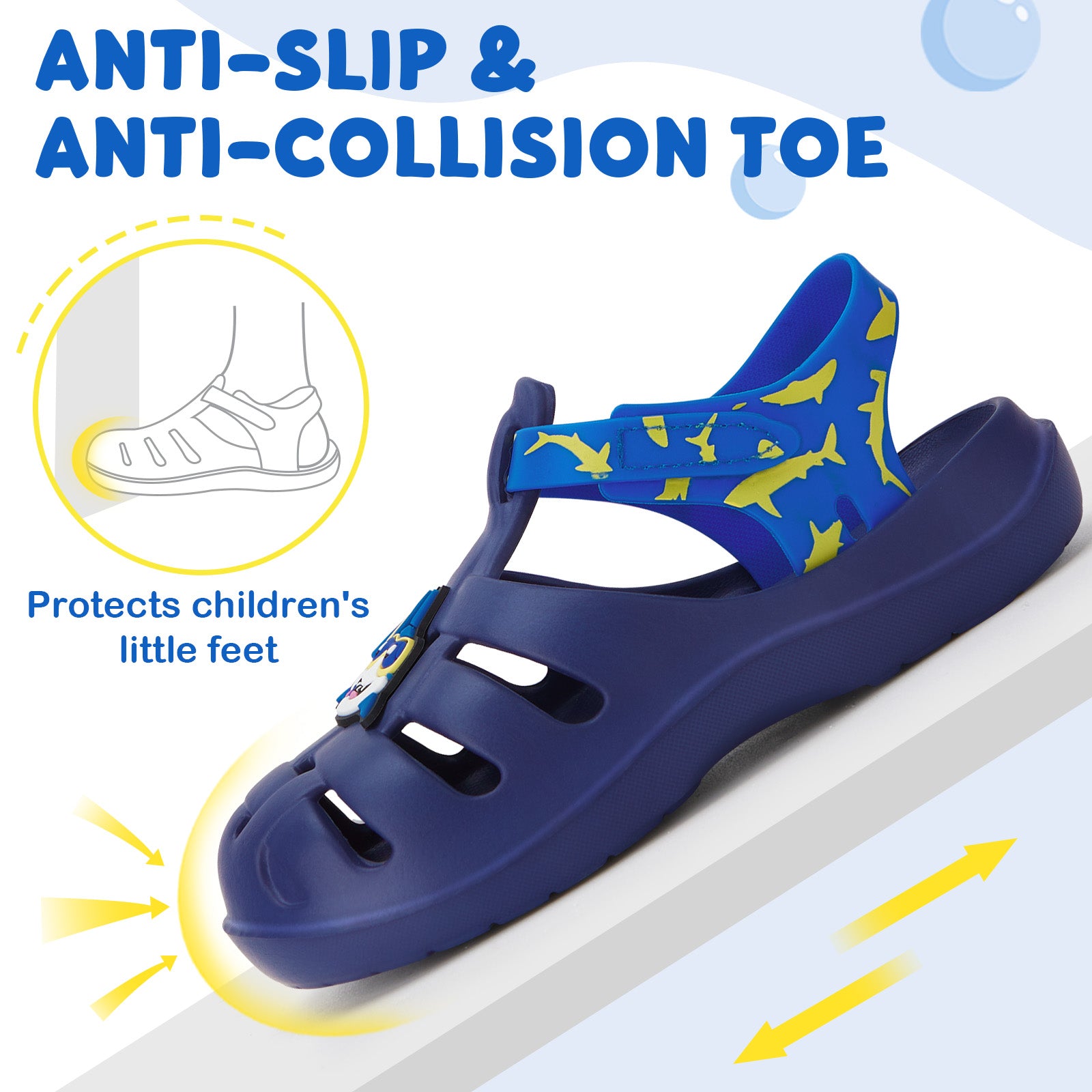 Kids Blue Diving Shark Roman Sandals - Ocean Shark Gladiator Beach Shoes - FUNCOO