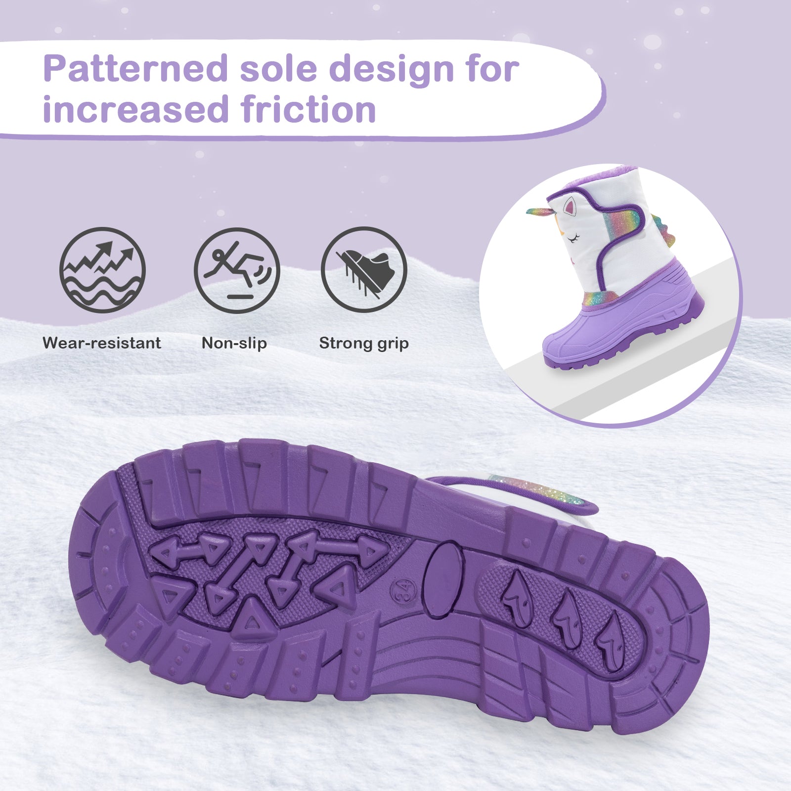 Toddler Girls Winter Snow Boots - FUNCOO