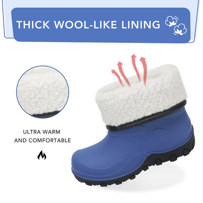 Navy Insulated Winter Rain Boots with Wool-Like Lining